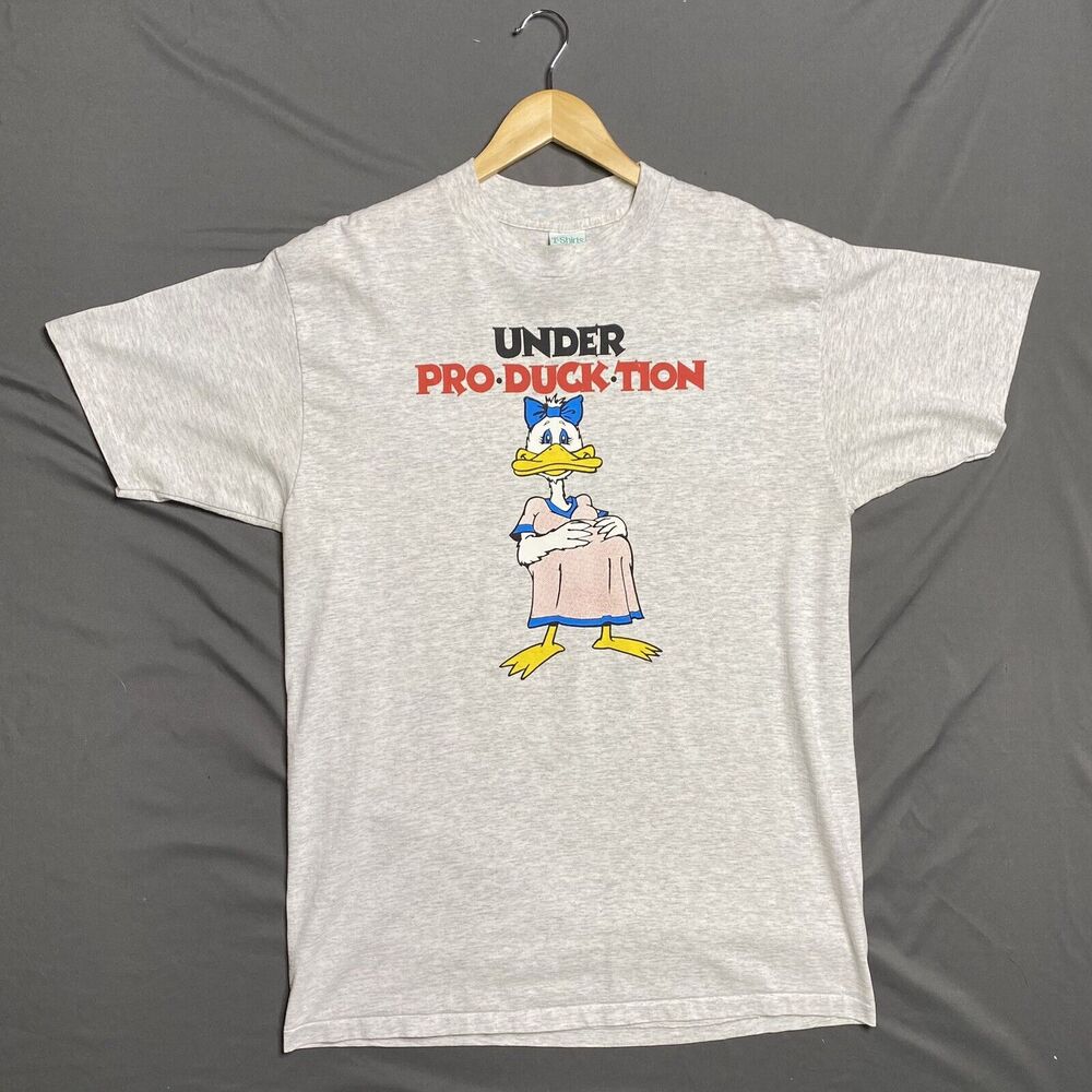 Vintage 80s Under Pro-Duck-Tion T Shirt Size XL Funny Cartoon Art Tee USA Made